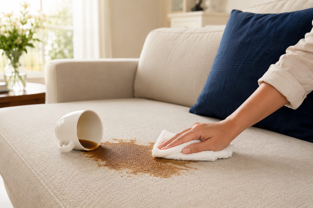 Enlever une tache de café (canapé, tapis, tissu)