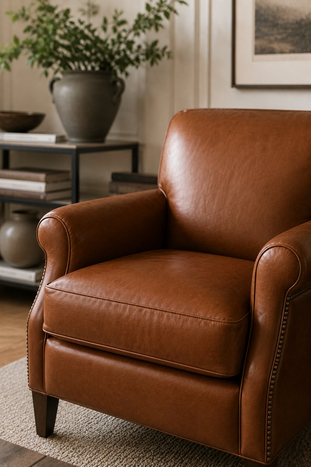 Nettoyage et soin nourrissant d'un fauteuil en cuir à domicile